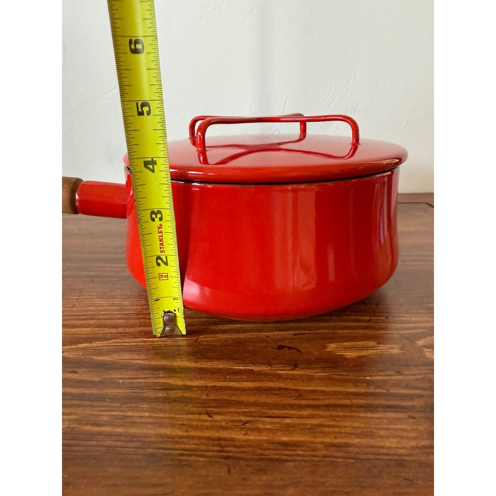 Dansk Kobenstyle Red Enamel Saucepan Jens Quistgaard Teak Handle Lid Trivet - Picture 14 of 14